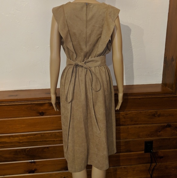 Vintage 70s Tan Brown Midi Dress Size 14.5 - Picture 3 of 7
